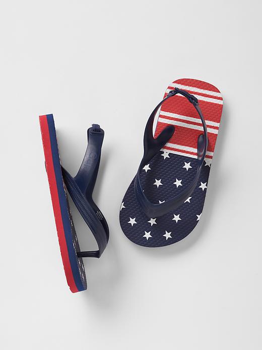1 of 8 showing, with the color pure red of product Americana flip flops
