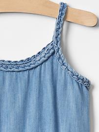View large product image 3 of 4. 1969 braided denim tier dress
