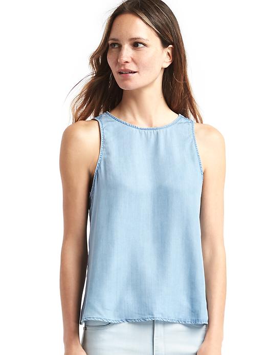 1 of 8 showing, with the color light indigo of product 1969 TENCEL™ denim tank