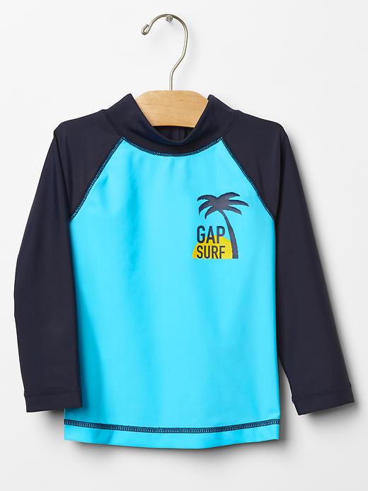 1 of 8 showing, with the color true indigo of product Logo surf rashguard