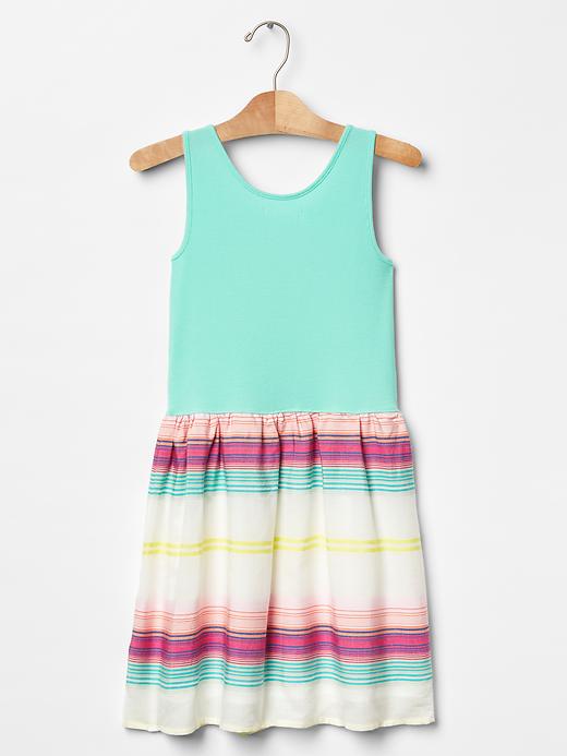 Image number 2 showing, Stripe mix-fabric tank dress