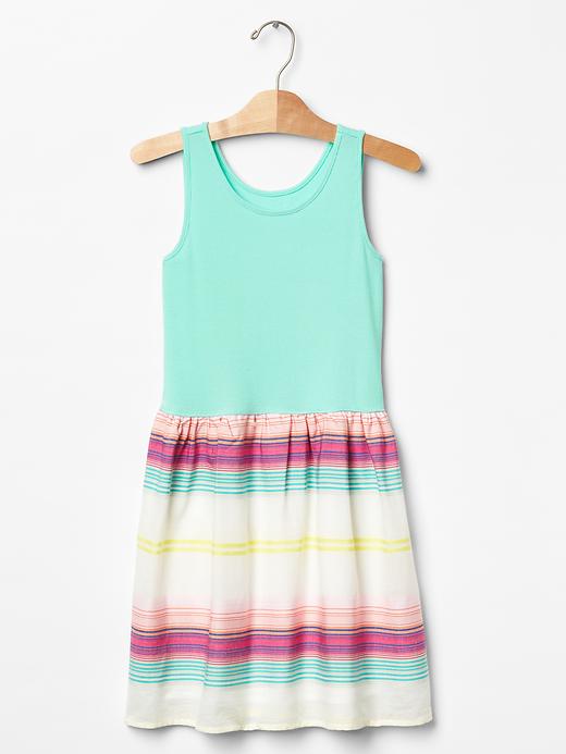 Image number 1 showing, Stripe mix-fabric tank dress