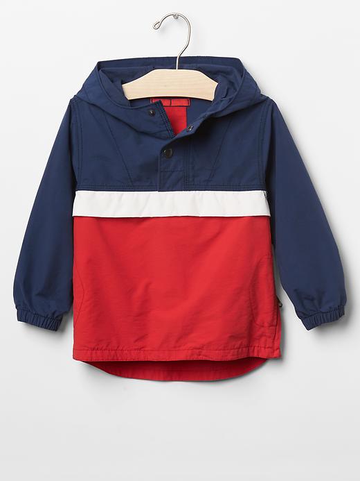 1 of 8 showing, with the color comet blue of product Americana colorblock anorak