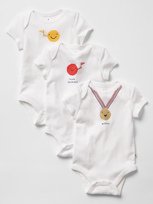 1 of 8 showing, with the color white of product PersonaliTees team bodysuit (3-pack)