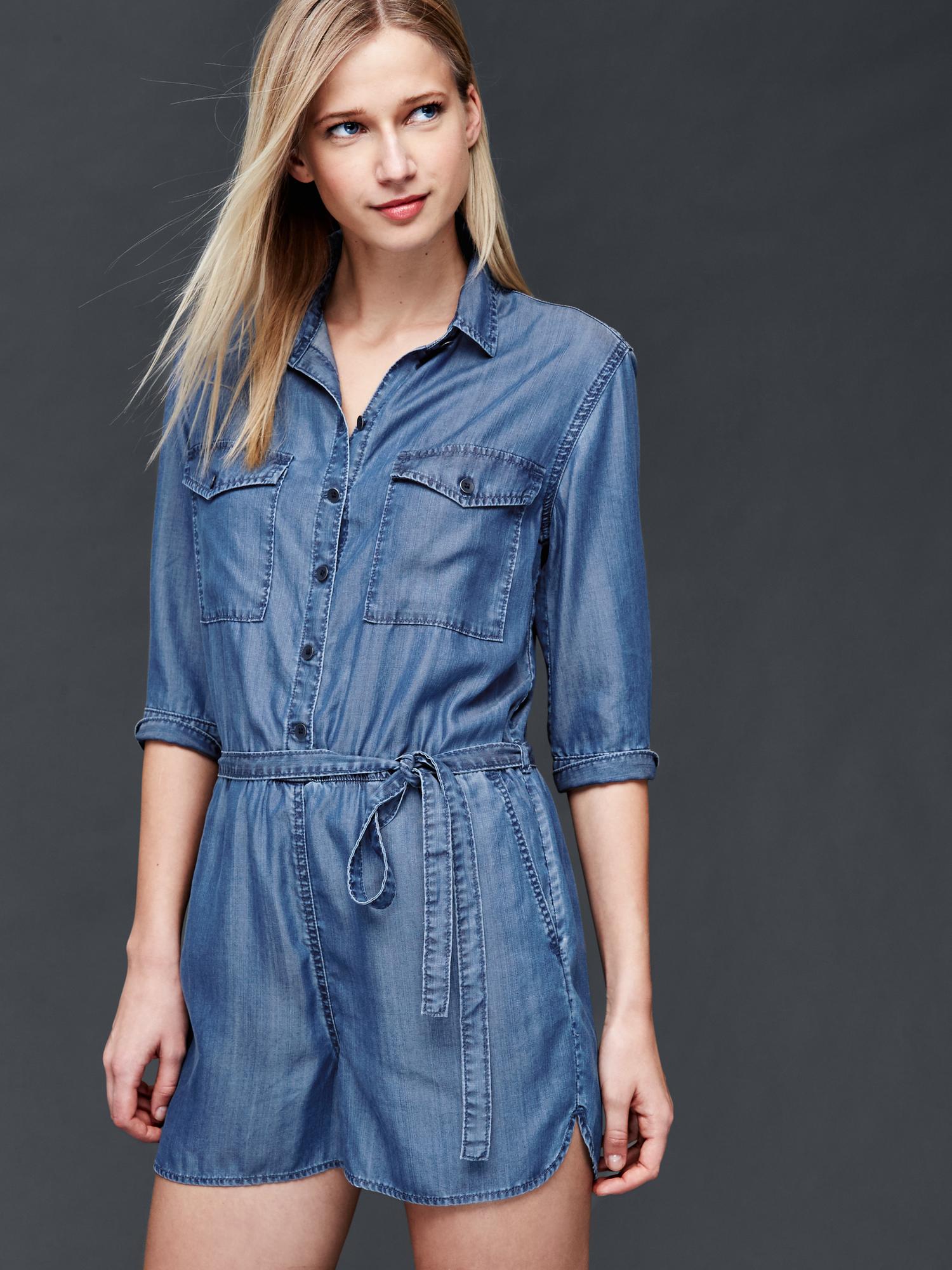 Женские комбинезоны Gap 1969 TENCEL™ denim shirt romper