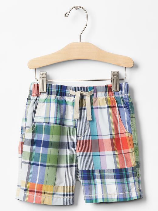 1 of 8 showing, with the color elysian blue of product Plaid pull-on shorts