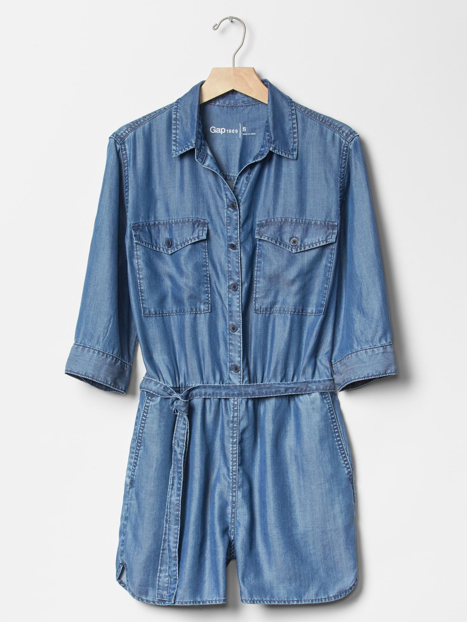 Женские комбинезоны Gap 1969 TENCEL™ denim shirt romper — фото 5