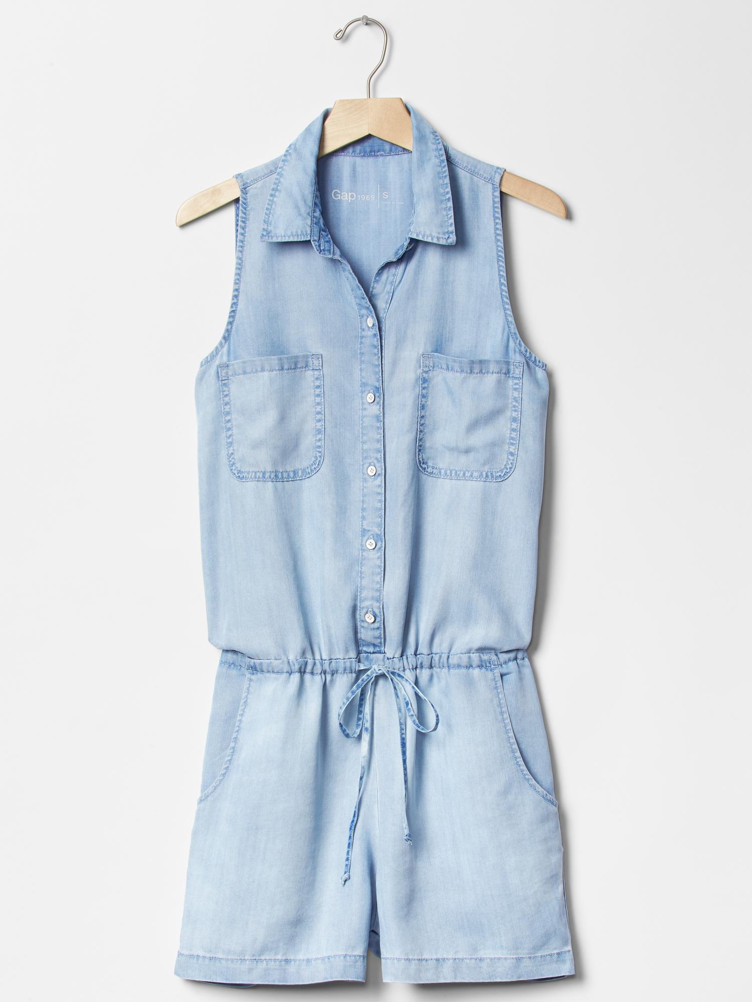 Женские комбинезоны Gap 1969 TENCEL™ denim sleeveless romper — фото 5