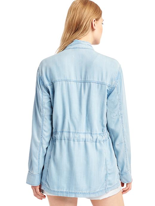 2 of 8 showing, with the color light indigo of product 1969 TENCEL™ denim relaxed utility jacket