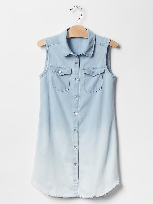 1 of 8 showing, with the color denim of product 1969 sleeveless denim shirtdress
