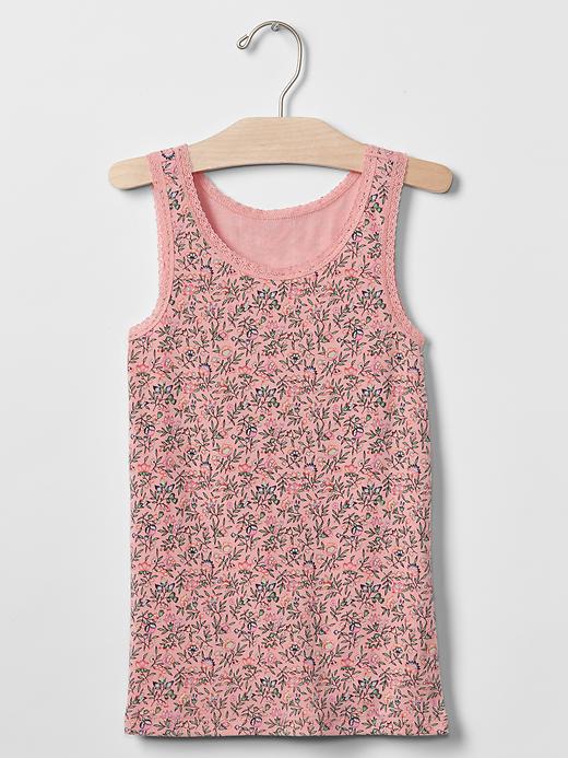 1 of 8 showing, with the color creamy coral of product Ribbed lace tank