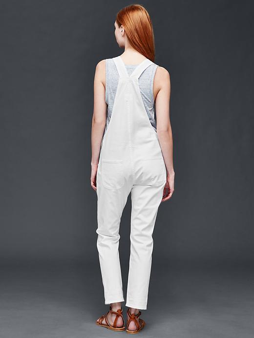 2 of 8 showing, with the color white of product 1969 denim slouch ankle destructed overalls