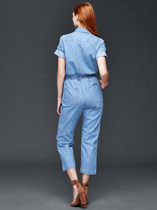 2 of 8 showing, with the color medium indigo of product 1969 denim short zip jumper