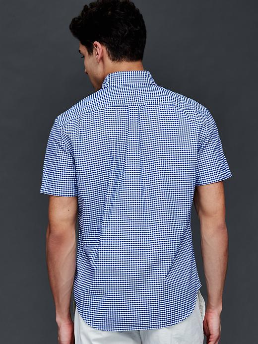 2 of 8 showing, with the color brillant blue of product Oxford micro gingham short sleeve standard fit shirt