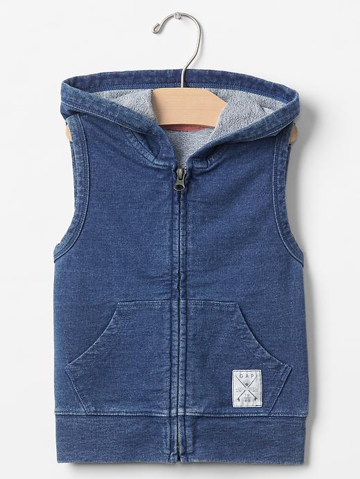 Image number 1 showing, Sleeveless indigo zip hoodie