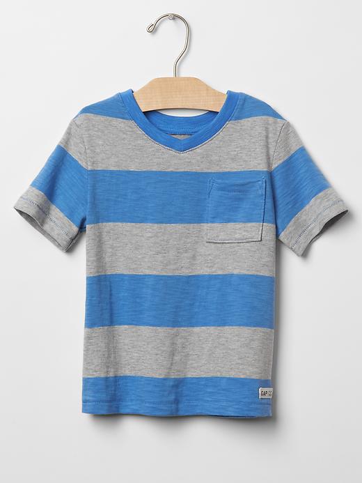 1 of 8 showing, with the color tile blue of product Bold stripe pocket tee
