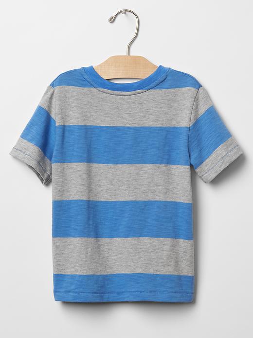 2 of 8 showing, with the color tile blue of product Bold stripe pocket tee
