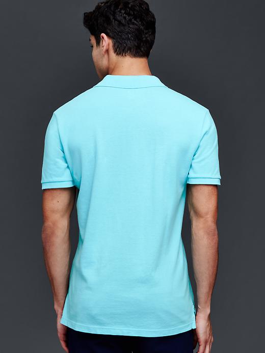 2 of 8 showing, with the color turquoise of product Solid piqué polo