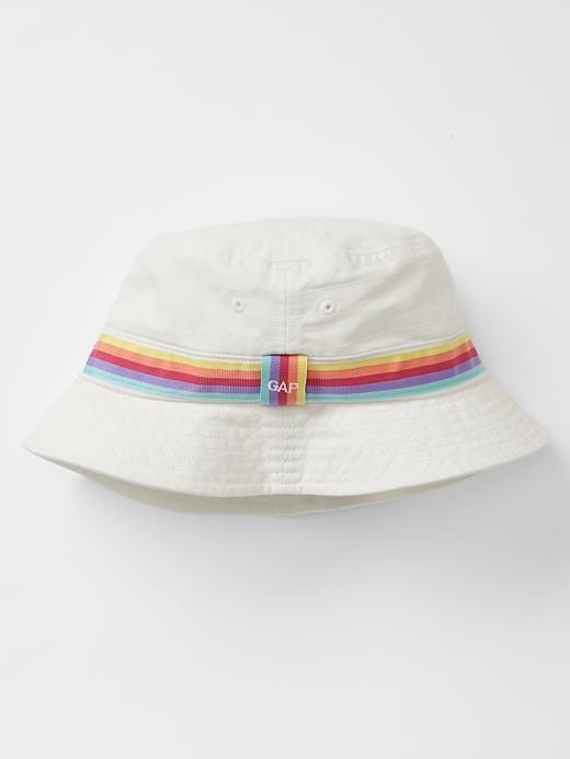 1 of 8 showing, with the color new off white of product Rainbow stripe bucket hat