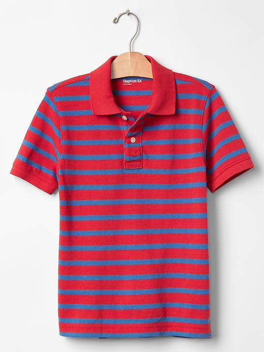 1 of 8 showing, with the color holly berry of product Stripe pique polo