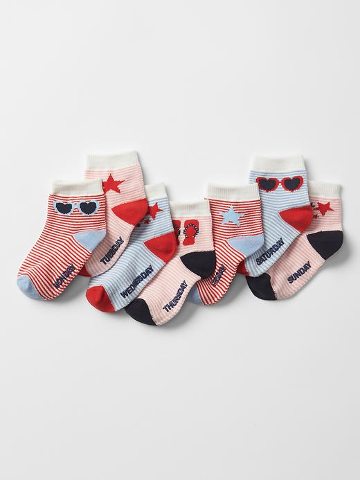1 of 8 showing, with the color multi of product Americana stripe days-of-the-week socks (7-pack)