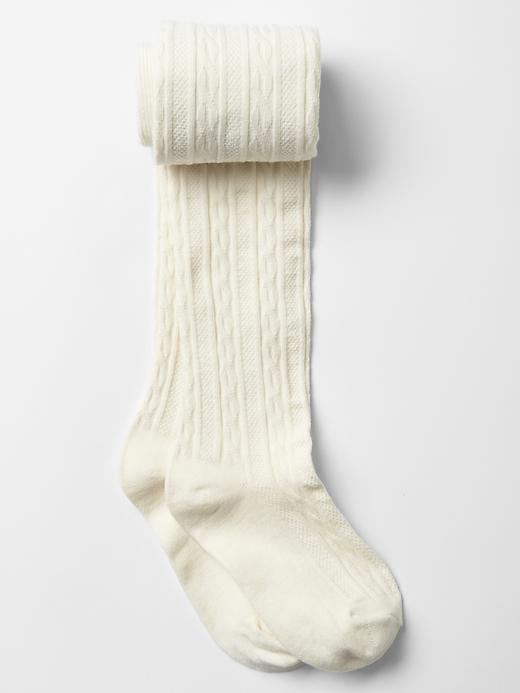 1 of 8 showing, with the color ivory frost of product Cable knit tights