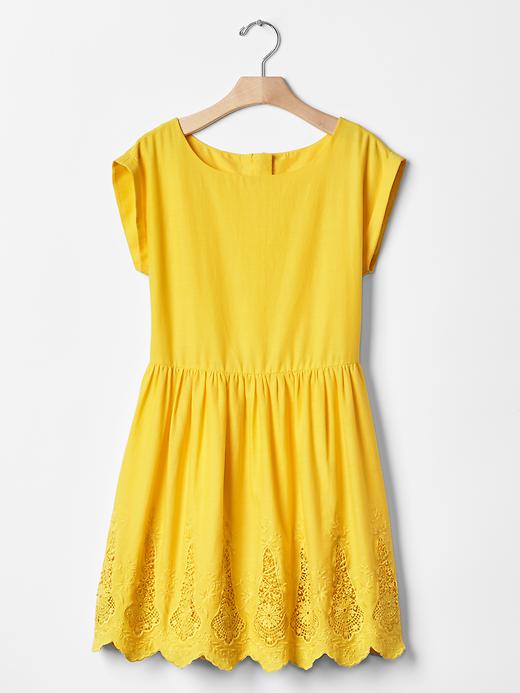 1 of 8 showing, with the color sun spot of product Floral eyelet border dress