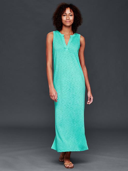 1 of 8 showing, with the color southern turquoise of product Slub maxi dress
