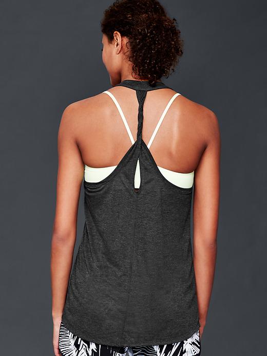 1 of 8 showing, with the color charcoal gray of product GapFit Breathe air twist-back tank