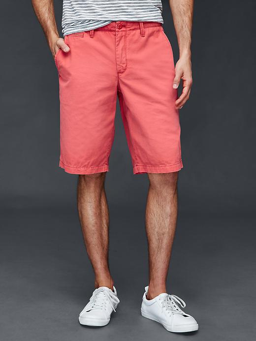 1 of 8 showing, with the color spring coral of product Vintage wash shorts (12")