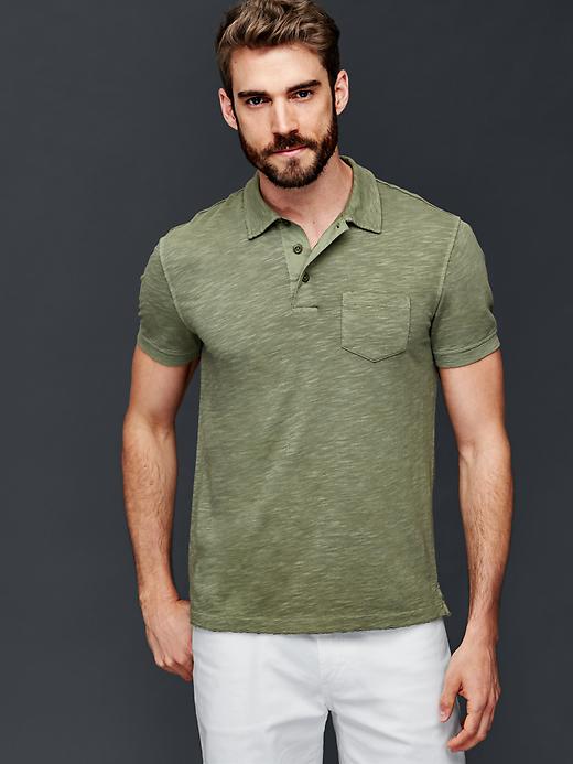 1 of 8 showing, with the color desert cactus of product Slub jersey polo