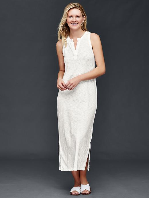1 of 8 showing, with the color new off white of product Slub maxi dress