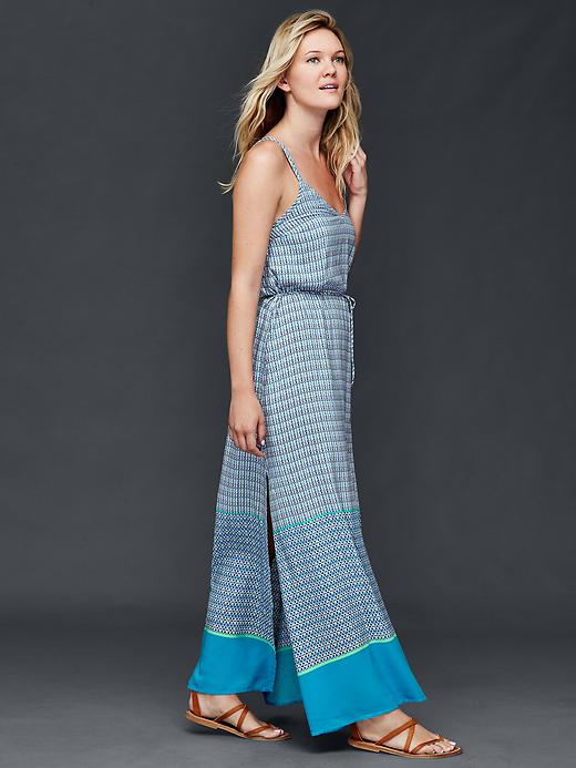 1 of 8 showing, with the color blue print of product Double-strap print maxi dress