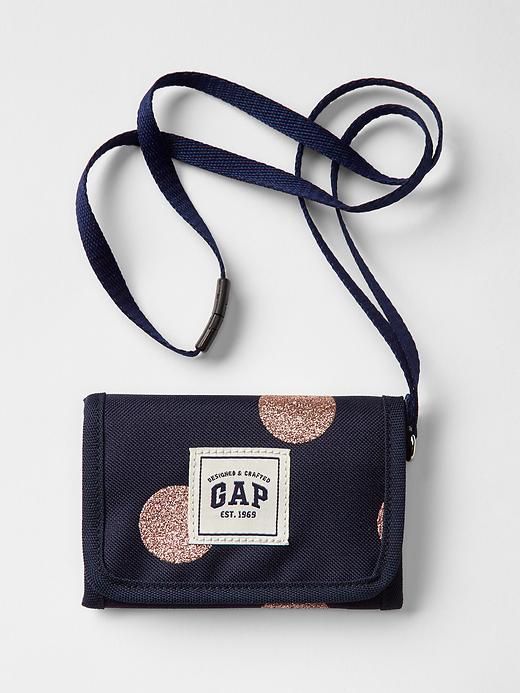 1 of 8 showing, with the color New Navy of product Print tri-fold string wallet