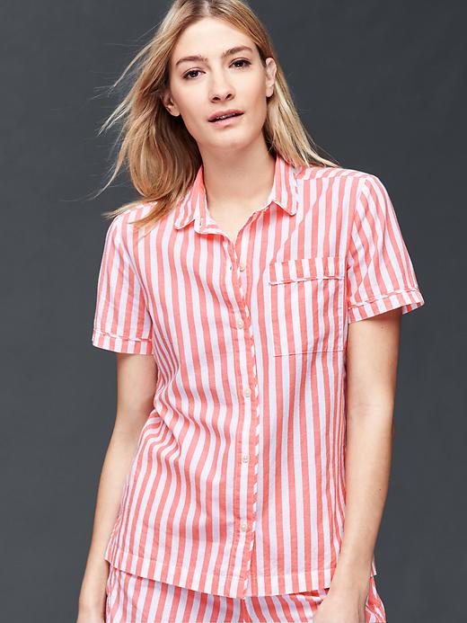1 of 8 showing, with the color classic strp pink of product Poplin short sleeve print shirt