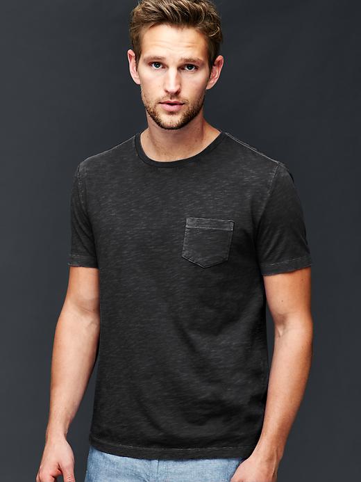 1 of 8 showing, with the color black of product Garment dyed slub t-shirt