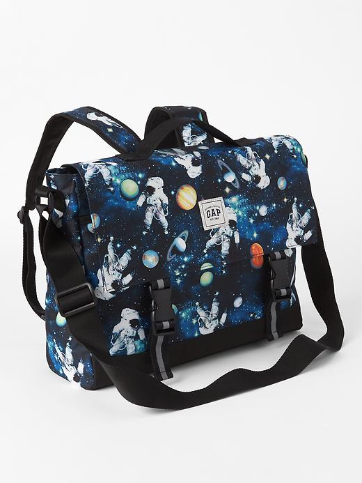 1 of 8 showing, with the color true black of product Print convertible messenger bag