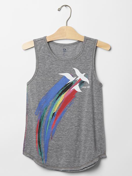 1 of 8 showing, with the color grey heather of product GapFit kids graphic muscle tee