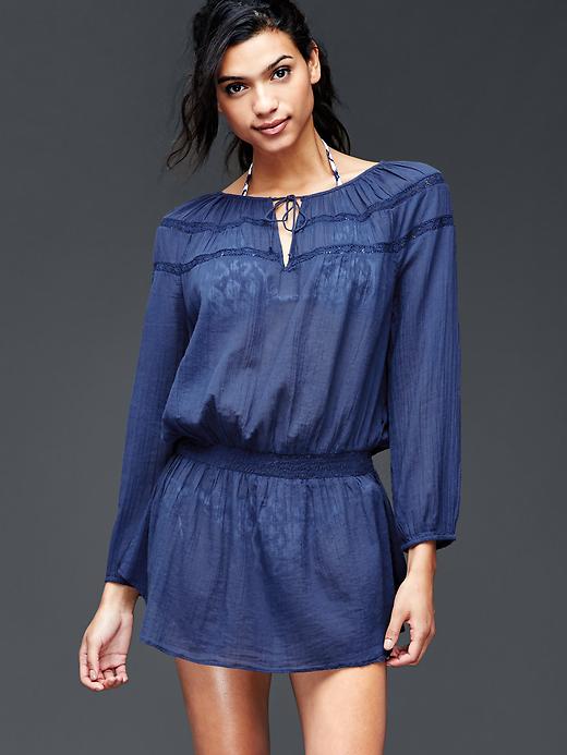1 of 8 showing, with the color comet blue of product Long sleeve smock cover up