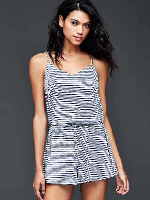 1 of 8 showing, with the color blue stripe of product Stripe cami skort romper