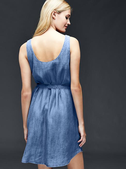 2 of 8 showing, with the color medium indigo of product TENCEL™ swing dress