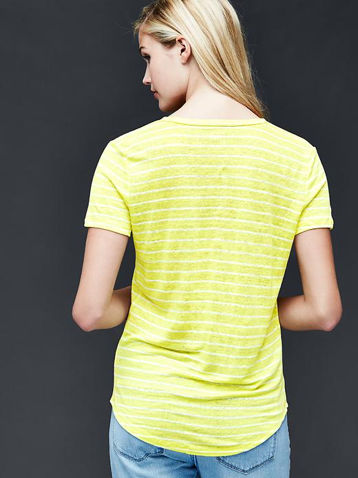 2 of 8 showing, with the color fresh yellow of product Linen V-neck stripe tee