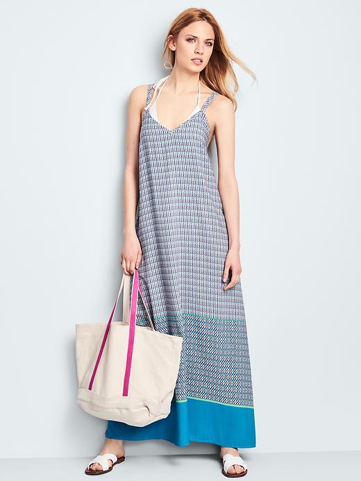 2 of 8 showing, with the color blue print of product Double-strap print maxi dress