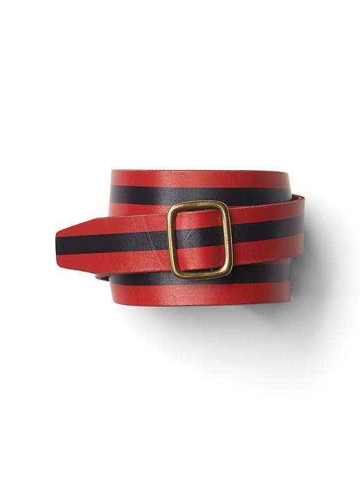 View large product image 1 of 1. Stripe leather belt