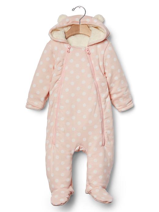 1 of 8 showing, with the color milkshake pink of product Cozy polka dot bear one-piece
