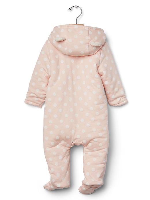 2 of 8 showing, with the color milkshake pink of product Cozy polka dot bear one-piece