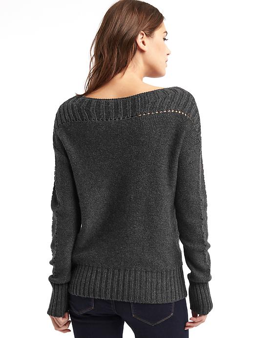 2 of 8 showing, with the color charcoal heather of product Chunky pointelle sweater