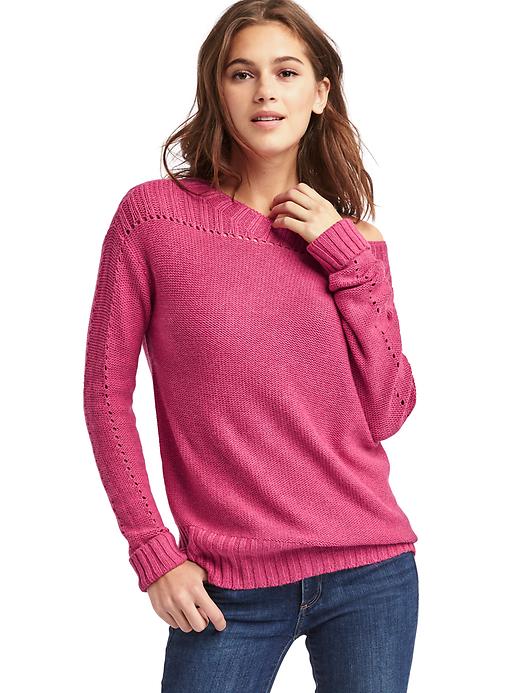 1 of 8 showing, with the color jellybean pink of product Chunky pointelle sweater