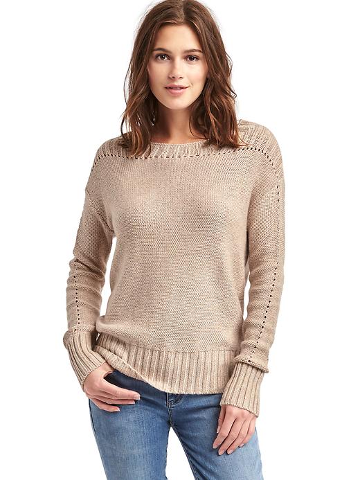 1 of 8 showing, with the color oatmeal heather of product Chunky pointelle sweater