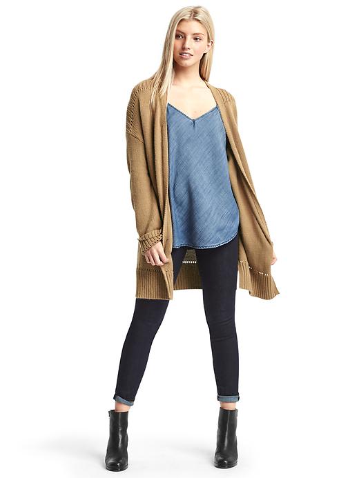 Image number 3 showing, Pointelle open-front cardigan